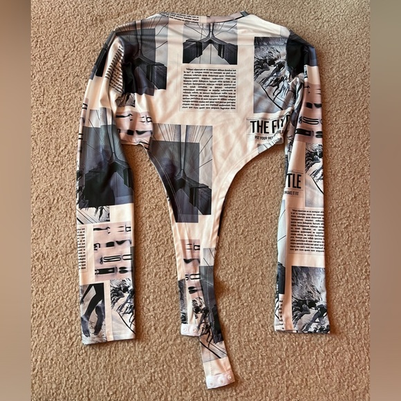 Newspaper Print Bodysuit - Picture 3 of 3